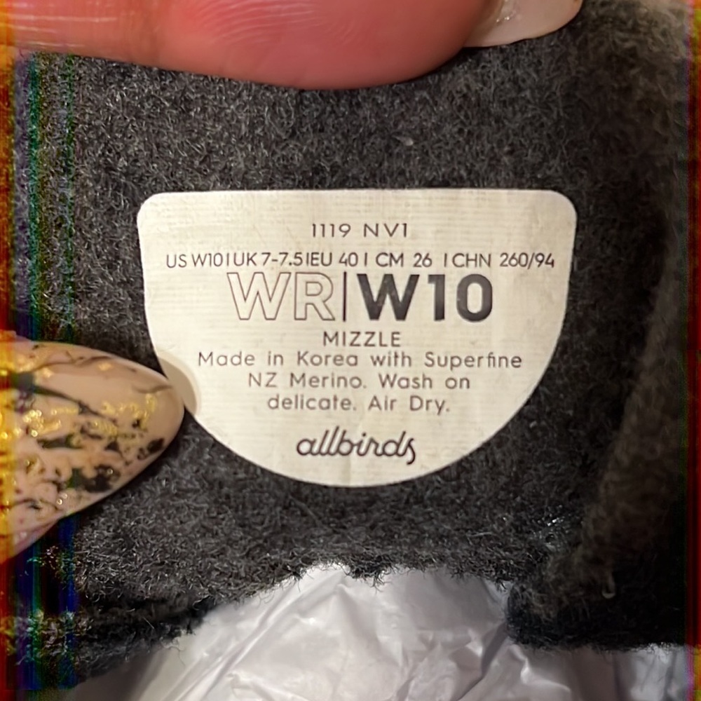 Allbirds Mizzle WR Wool Runner Black sneakers size 10 - Picture 9 of 14